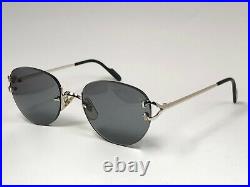 New Vintage Cartier Salisbury Rimless Platine Plated 18k Sunglasses France