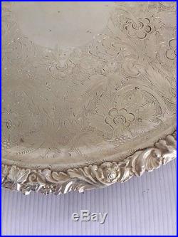 Nice Vintage Barker-ellis Silverplate 10 Engraved Platter / Tray, Menorah Mark