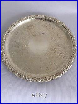 Nice Vintage Barker-ellis Silverplate 10 Engraved Platter / Tray, Menorah Mark