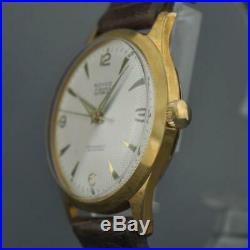 Nos Vintage Original Swiss Original Dial Gold Plated Ss Manual Wind Gents Watch