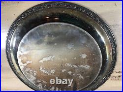ONEIDA MADE IN USA Vintage Engraved SILVER PLATED DU MAURIER 15 ROUND TRAY