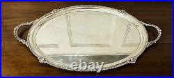 Old Silver Plated Large Serving Tray With Handles English Antique