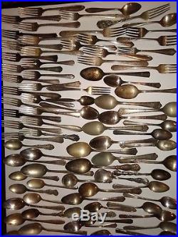 Old Silverplate Vintage Flatware Lot Silverware 122 Pcs (10lbs) Forks Spoons