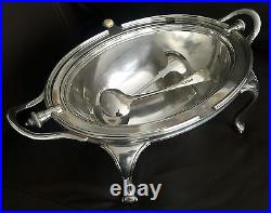 Ornate Antique 1890s James Dixon & Sons Silver Plated 14.5 Dome Tureen & Ladles