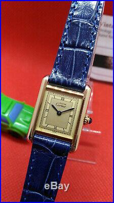 Orologio CARTIER -Must-Tank-Vermeil Solid Silver whit Gold Plated- Vintage Watch