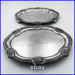 PAIR OVAL TRAYS GEORGE III OLD SHEFFIELD PLATE c1810 Morton & Co 12 Inches