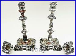 PAIR WILLIAM IV OLD SHEFFIELD PLATE CANDLESTICKS c1835 9 Inches T&J Creswick A/F