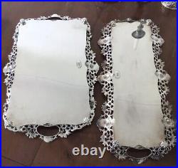 Pair Antique Fantastic Silver Plated Tray
