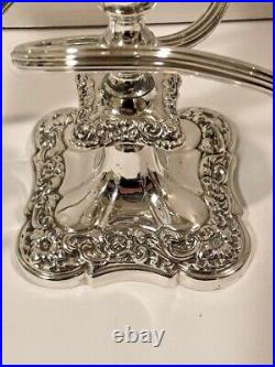 Pair Antique/Vintage Silver Plate 3 Light Candelabra Candleholders