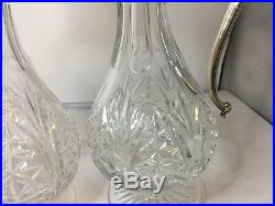 Pair Of Large Vintage Silver Or Silver Plated Cut Glass Claret Jugs, Quality