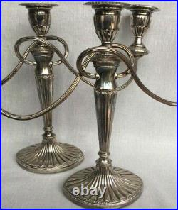 Pair Vintage 3 Arm Candelabra Falstaff Silver Plate Candlesticks Edwardian Style