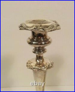 Pair Vintage 9.5 Silver Plate Candlesticks, Elaborately Decorated