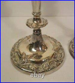 Pair Vintage 9.5 Silver Plate Candlesticks, Elaborately Decorated