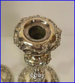 Pair Vintage 9.5 Silver Plate Candlesticks, Elaborately Decorated