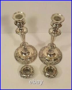 Pair Vintage 9.5 Silver Plate Candlesticks, Elaborately Decorated