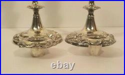 Pair Vintage 9.5 Silver Plate Candlesticks, Elaborately Decorated