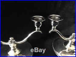 Pair Vintage Modern Oneida Fiesta Silver Plate Candelabra Candlesticks, 7 Wide