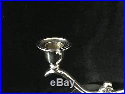 Pair Vintage Modern Oneida Fiesta Silver Plate Candelabra Candlesticks, 7 Wide