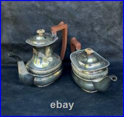 Pair of Antique Vintage England Georgian Style Silver Plated Teapots Rare