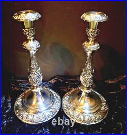 Pair of Vintage 11 Silver Plated 1847 Rogers Bros Heritage Candlesticks