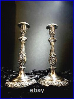 Pair of Vintage 11 Silver Plated 1847 Rogers Bros Heritage Candlesticks