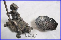 Pairpoint Silverplate Figure Boy/Cherub Turtle Toothpick Holder Old Vtg Antique