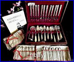 Prestige Silver Plate Flatware in Wooden Case (104 pcs) Vintage