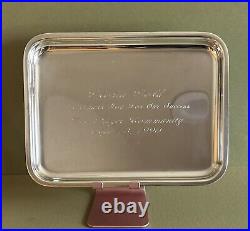 Puiforcat France Silver Plate Tray Engraved 8.75 X 7.75 Vintage