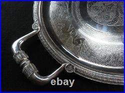 RARE Christofle Malmaison Large Serving Tray French Silver Plated Twin Handled