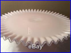 RARE Vintage 1950's Fenton PINK SILVER CREST Pedestal Cake Stand Plate Perfect