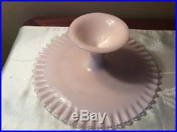 RARE Vintage 1950's Fenton PINK SILVER CREST Pedestal Cake Stand Plate Perfect