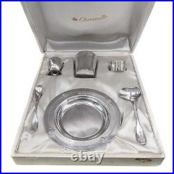 RARE Vintage Christofle Silver Plated boxed 6 piece baby child children cutlery