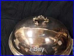 RARE Vintage Hotel Utah Meat Dome Entree Serving Tray, Silver Plate