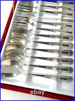 RARE Vintage Ornate Korean Silver Plated 18 piece Flatware Set Mid century