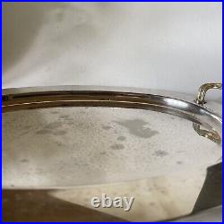 RARE vintage 1960s traite argent italy silver plated brass tray serving 16