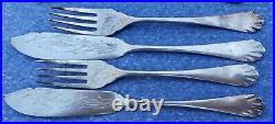 RaRe 12 Piece Fish Fork Knives Silver Plated Set Ornate VTG Antique Figural
