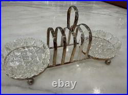Rare Antique English EPNS Silver Plate Toast Rack withTray & Butter Jelly Dishes
