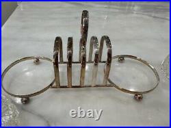 Rare Antique English EPNS Silver Plate Toast Rack withTray & Butter Jelly Dishes