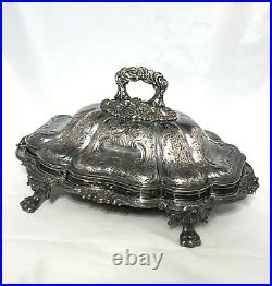 Rare Art Nouveau Silver Plate Large Server & LID Collectible Ornate Serving Tray