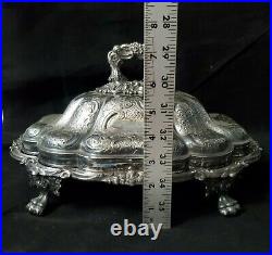 Rare Art Nouveau Silver Plate Large Server & LID Collectible Ornate Serving Tray