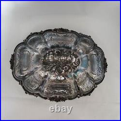 Rare Art Nouveau Silver Plate Large Server & LID Collectible Ornate Serving Tray