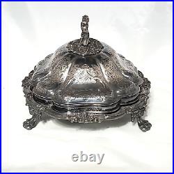 Rare Art Nouveau Silver Plate Large Server & LID Collectible Ornate Serving Tray