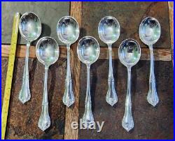 Rare Lot Of 7 Vtg Wright Ltd Patrician Plated Silverplate Gumbo Soup? Spoons