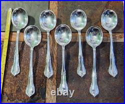 Rare Lot Of 7 Vtg Wright Ltd Patrician Plated Silverplate Gumbo Soup? Spoons