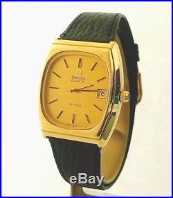Rare Omega DeVille Quartz 192.0036 32x38mm Cal. 1342 20M Gold Plated Men's Watch