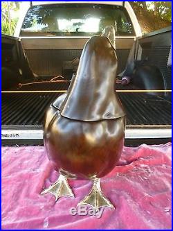 Rare Vintage Gucci Silverplate & Carved Wood Ice Bucket In The Form Of A Duck