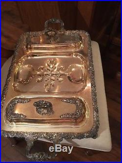 Rare Vintage Large Silver on Copper Meat Serving/Carving Tray