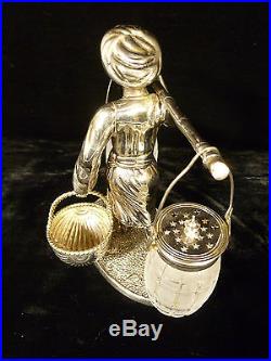 Rare Vintage Silver Plated Arab Figural Dining Table Salt & Pepper