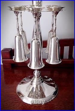 Rare Vintage Wallace Silversmiths Ice Bucket withStand & 6 Stemmed Goblets
