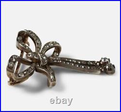 Real Moissanite 1.50Ct Victorian Bow Brooch Pin's 14K Yellow Gold Plated Silver